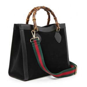 Gucci Diana Black Suede/Leather Bamboo Handle Tote - Vintage